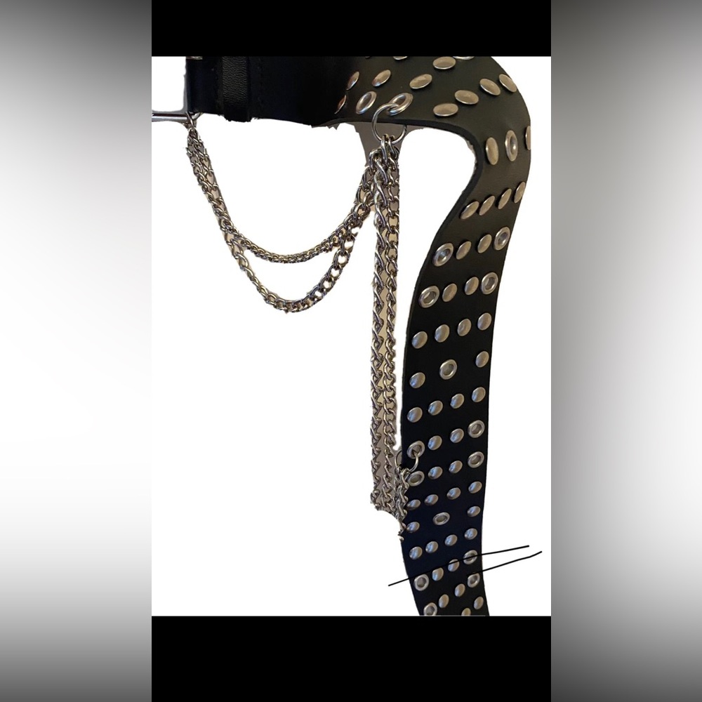 Goth style black belt with chain small medium